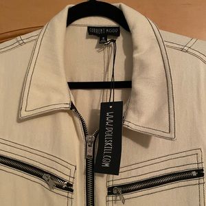 Current Mood Dolls Kill White Jean Full Jumpsuit